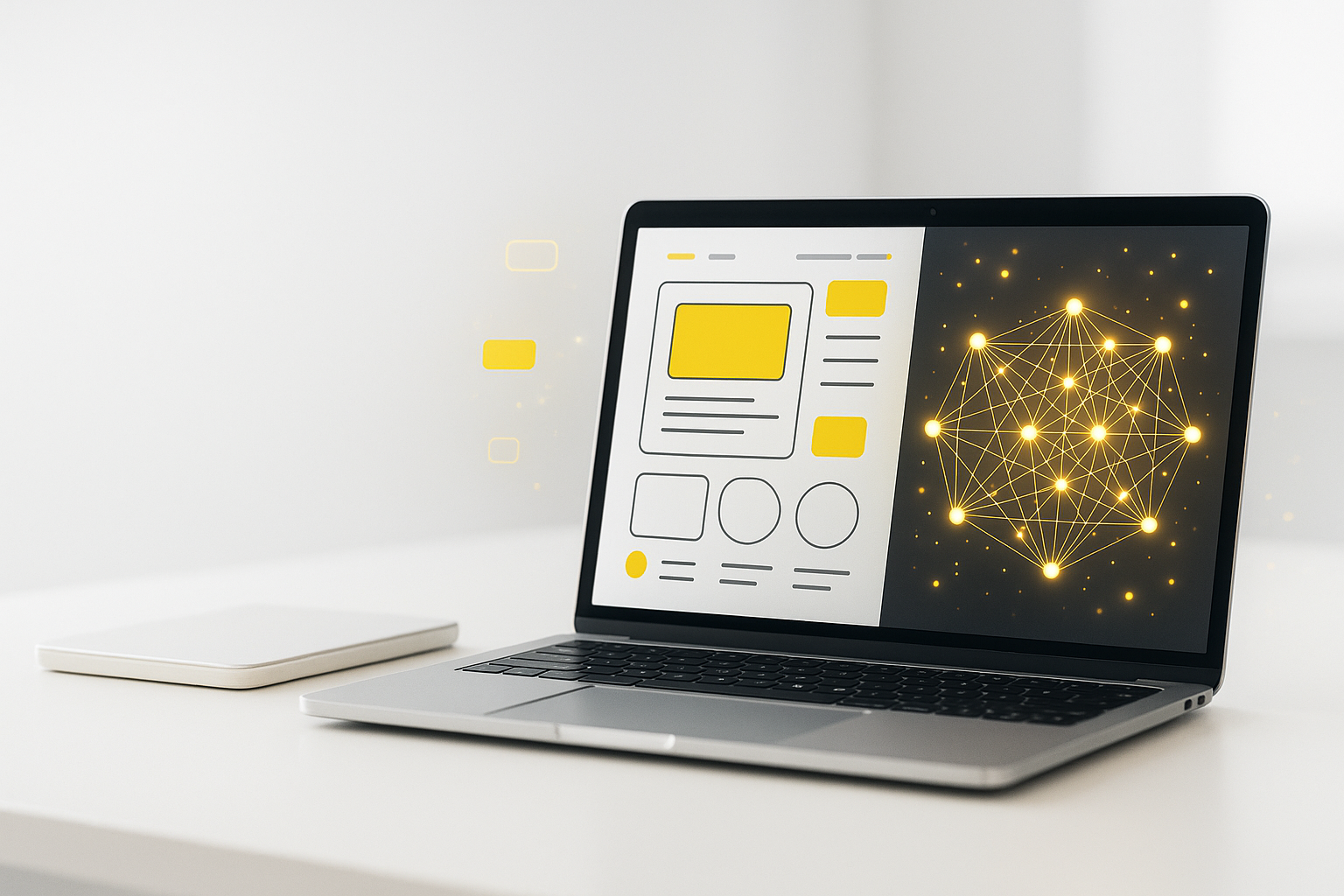 Ein Laptop-Bildschirm, der KI-Check für Websites symbolisiert.